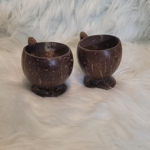 NEW 2 Eco friendly Coconut Shell Coffee Mugs